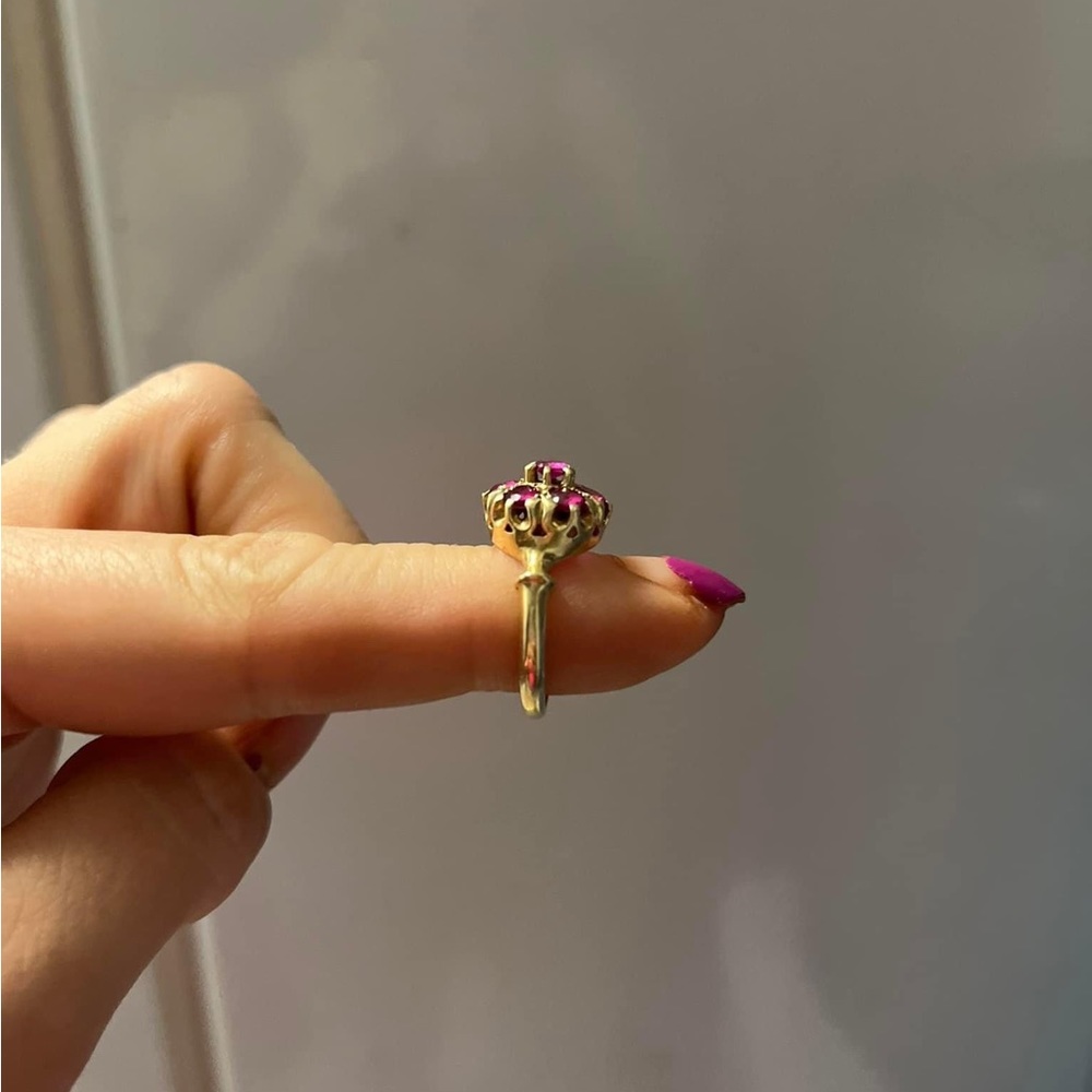 10k gold ruby vintage flower cluster ring